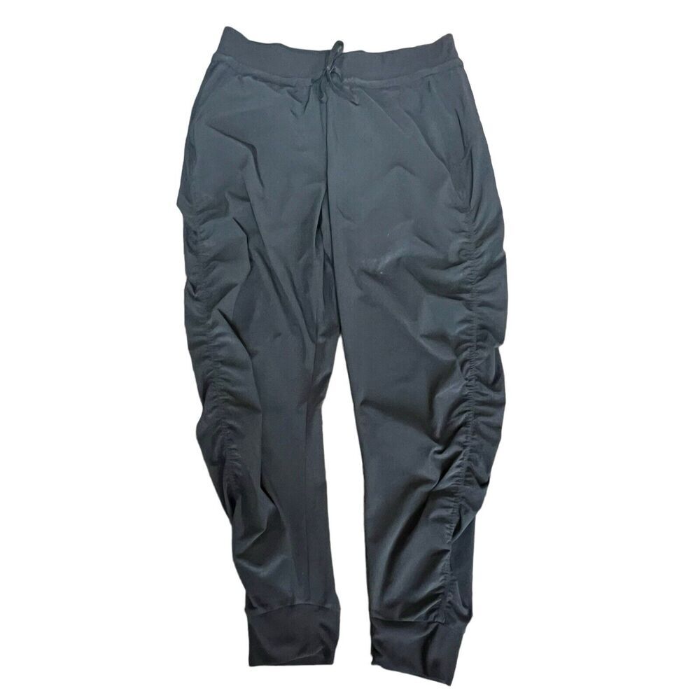 Athleta Attitude Ruched Black Joggers Size 8 Drawstring Waist